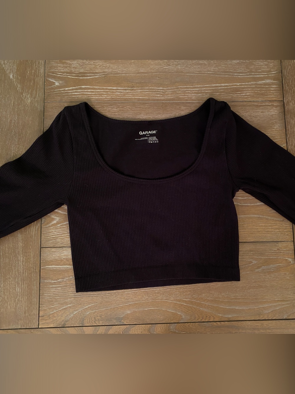 Garage Black Ribbed Scoop Crop Top